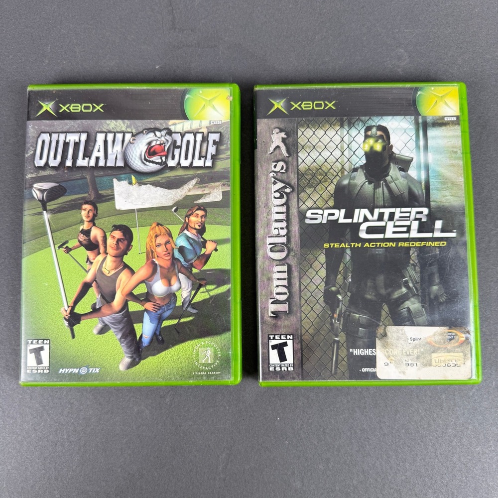 Microsoft Xbox Outlaw Golf and Splinter Cell vintage game lot of 2